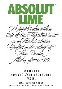 ABSOLUT LIME VODKA 750ML