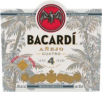 BACARDI CUATRO 4YR RUM ANEJO  -750ml