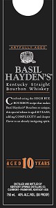 BASIL HAYDEN BOURBON WHISKEY 10 YEAR - 750ML