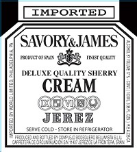 SAVORY & JAMES  CREAM SHERRY-750ML