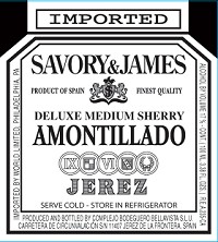 SAVORY & JAMES  AMONTILLADO SHERRY-750ML